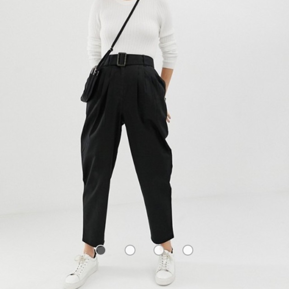 ASOS Belted Peg Pants with Tortoiseshell Buckle